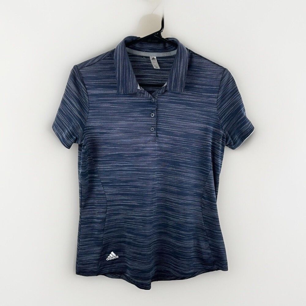 Adidas Womens Blue Space Dyed Short Sleeve Medium M Golf Polo Shirt Top Recycled